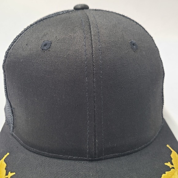 Vintage Blank Scrambled Eggs Trucker Hat Snapback (Fits Small) Mesh Black Gold - Picture 4 of 12